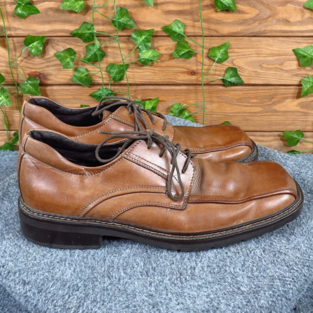 Bass Bicycle Toe Men Mens Oxford Shoe Size 9.5 Office Work Dress Brown Leather